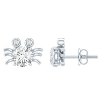 1 CT Moissanite Crab Stud Earrings with Certificate