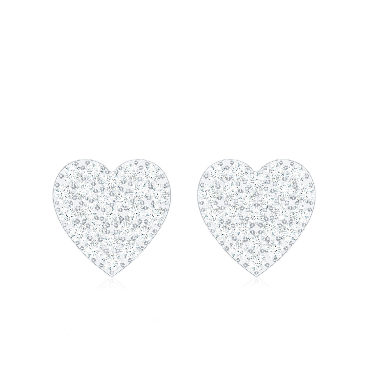Natural Diamond Heart Stud Earrings for Women