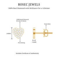 Natural Diamond Heart Stud Earrings for Women
