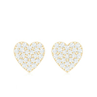 Natural Diamond Heart Stud Earrings for Women