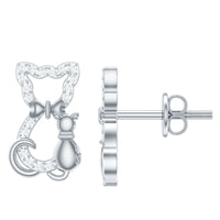 Certified diamond cat stud earrings by Rosec Jewels featuring sparkling diamond accents on elegant gold studs.