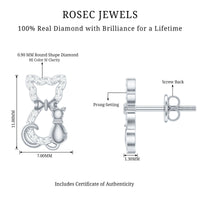 Certified diamond cat stud earrings by Rosec Jewels featuring sparkling diamond cats on sterling silver studs.