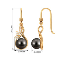Designer 16 Carat Tahitian Pearl Drop Earrings with Diamond