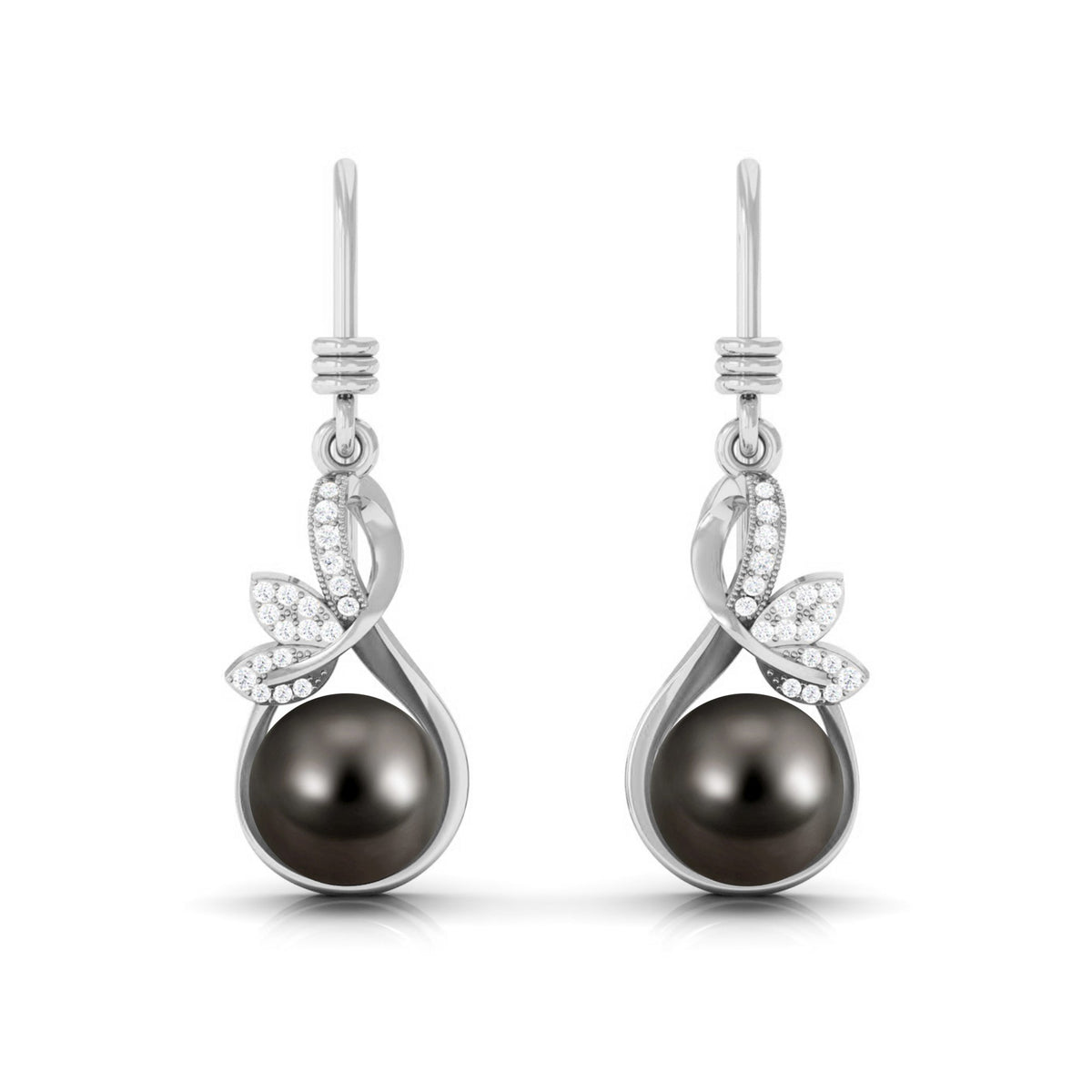 Designer 16 Carat Tahitian Pearl Drop Earrings with Diamond