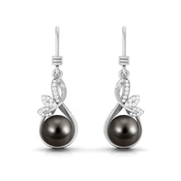 Designer 16 Carat Tahitian Pearl Drop Earrings with Diamond