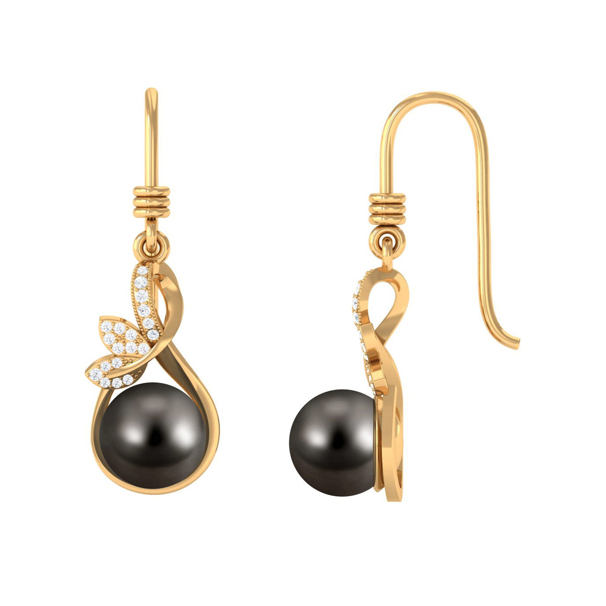 Designer 16 Carat Tahitian Pearl Drop Earrings with Diamond