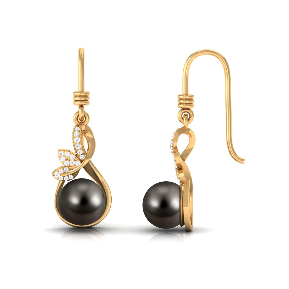 Designer 16 Carat Tahitian Pearl Drop Earrings with Diamond