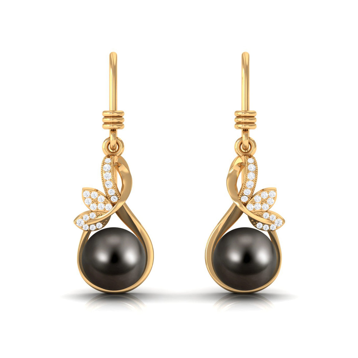 Designer 16 Carat Tahitian Pearl Drop Earrings with Diamond