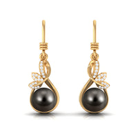 Designer 16 Carat Tahitian Pearl Drop Earrings with Diamond