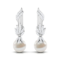 Designer Freshwater Pearl Bridal Dangle Earrings with Diamond