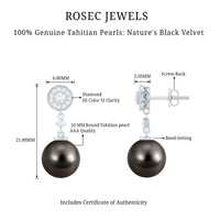 Natural 15 Carat Tahitian Pearl Diamond Drop Earrings for Women