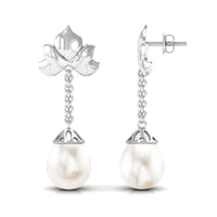 12 Carat Cultured Freshwater Pearl Dangle Chain Earrings