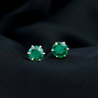Certified Lab Created Emerald Solitaire Stud Earrings For Her