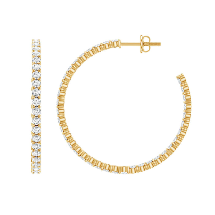 Certified Moissanite big hoop earrings for women by Rosec Jewels, featuring sparkling moissanite stones and a sleek hoop design.