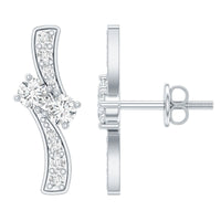 Lab Grown Diamond Two Stone Stud Earrings With Screw Back