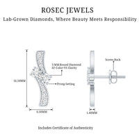 Lab Grown Diamond Two Stone Stud Earrings With Screw Back