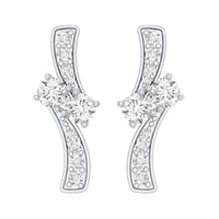 Lab Grown Diamond Two Stone Stud Earrings With Screw Back