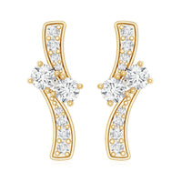 Lab Grown Diamond Two Stone Stud Earrings With Screw Back