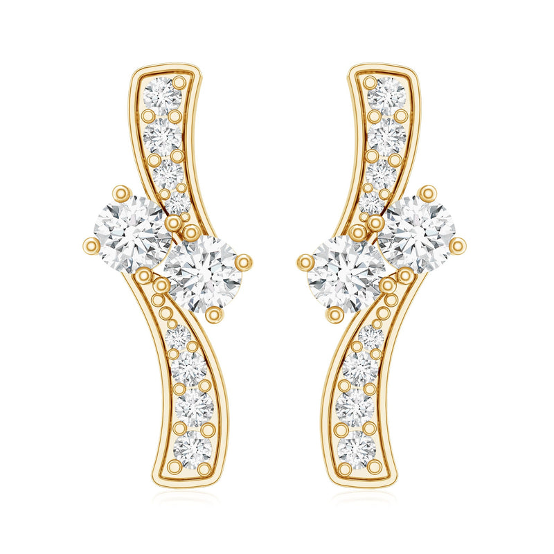Lab Grown Diamond Two Stone Stud Earrings With Screw Back