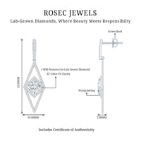 Certified Lab Grown Wedding Dangle Earrings
