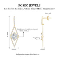 Certified Lab Grown Wedding Dangle Earrings