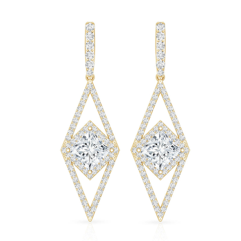 Lab grown wedding dangle earrings by Rosec Jewels featuring elegant, sparkling designs perfect for special occasions.
