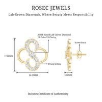 Lab Grown Diamond Floral Stud Earrings with Screw Back