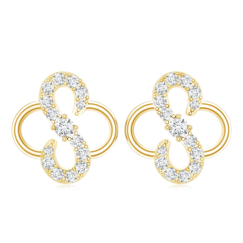 Rosec Jewels lab grown diamond floral stud earrings with screw back, featuring sparkling floral design and secure fastening.