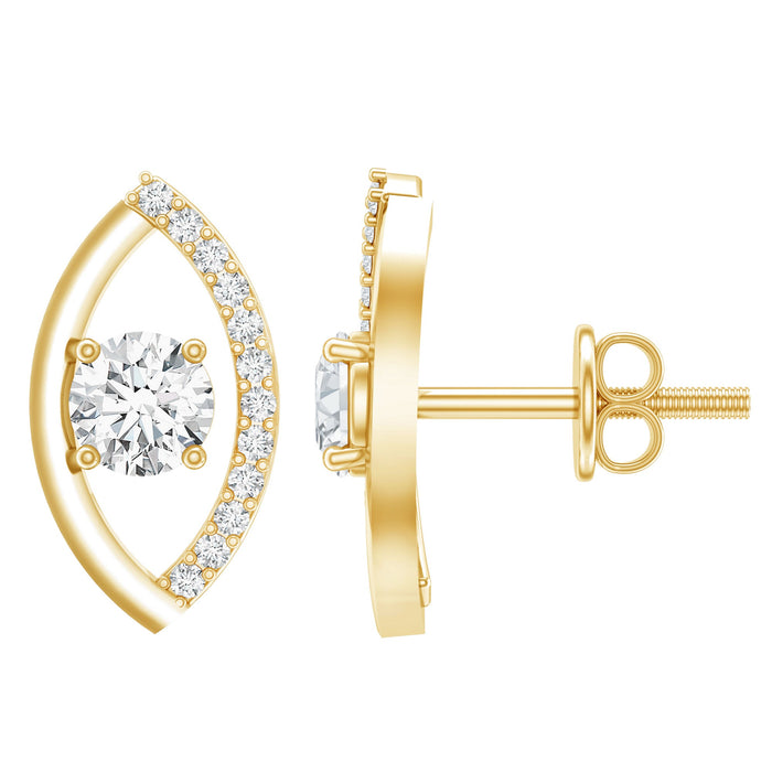 Rosec Jewels minimalist lab-grown diamond stud earrings with small round diamonds set in sleek metal settings.