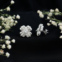 Lab Grown Diamond Flower Stud Earrings With Screw Back