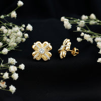 Lab Grown Diamond Flower Stud Earrings With Screw Back
