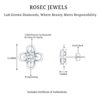 Cute Lab Diamond Flower Stud Earrings