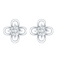 Cute Lab Diamond Flower Stud Earrings