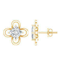 Cute Lab Diamond Flower Stud Earrings