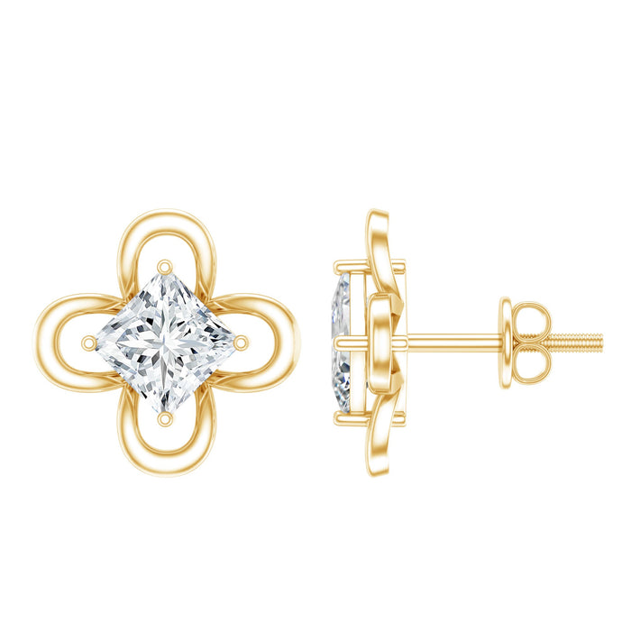 Rosec Jewels Cute Lab Diamond Flower Stud Earrings featuring sparkling lab-grown diamonds and delicate floral design.