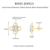 Cute Lab Diamond Flower Stud Earrings