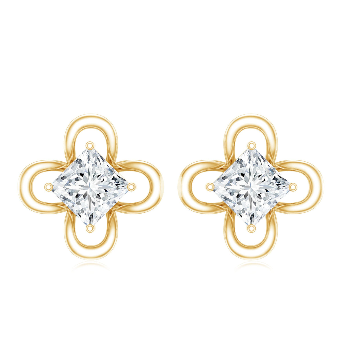Cute Lab Diamond Flower Stud Earrings