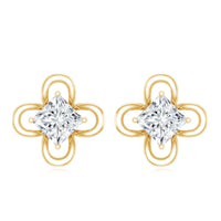 Cute Lab Diamond Flower Stud Earrings