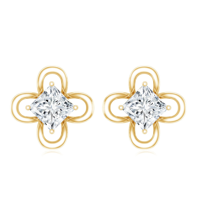 Rosec Jewels Cute Lab Diamond Flower Stud Earrings with sparkling diamond accents and delicate floral design.