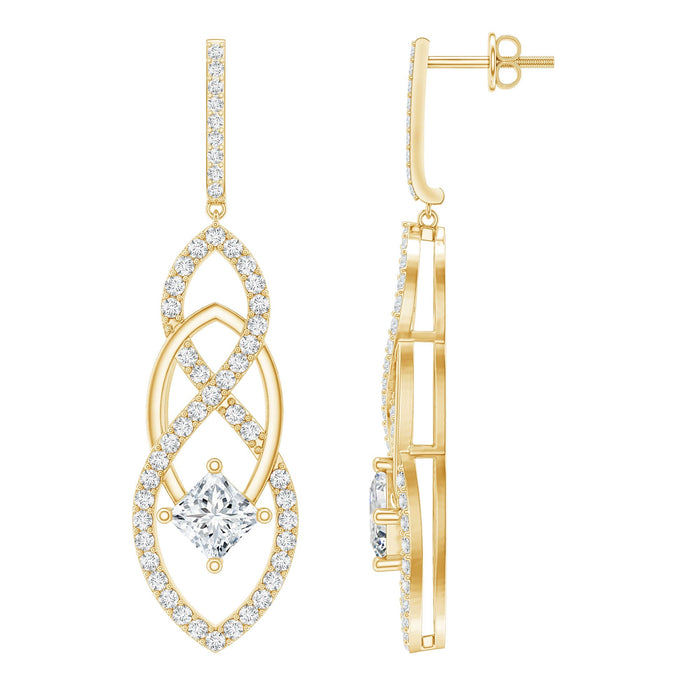 Lab grown bridal dangle earrings by Rosec Jewels featuring elegant design and sparkling details for special occasions.