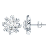 Lab Grown Diamond Round Solitaire Stud Earrings with Screw Back