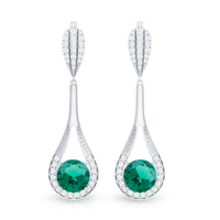 Certified Lab Grown Emerald Wedding Earrings With Diamond