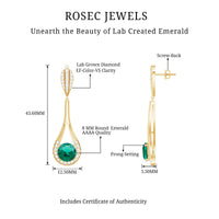 Certified Lab Grown Emerald Wedding Earrings With Diamond