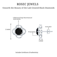 Certified Lab Grown Black Diamond Stud Earrings With Screw Back