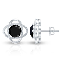 Certified Lab Grown Black Diamond Stud Earrings With Screw Back