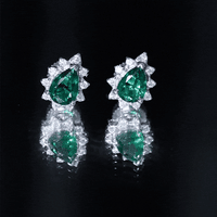 Certificate 1.4 Carat Lab Emerald Stud Earrings with Moissanite Halo