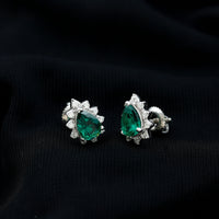 Certificate 1.4 Carat Lab Emerald Stud Earrings with Moissanite Halo