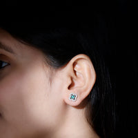 Certified Lab Created Emerald Flower Earrings with Moissanite