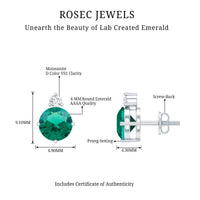Certified 1.6 Carat Lab Grown Emerald Stud Earrings in Sterling Silver