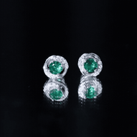 Certified 1 Carat Lab Grown Emerald Swirl Stud Earrings with Moissanite